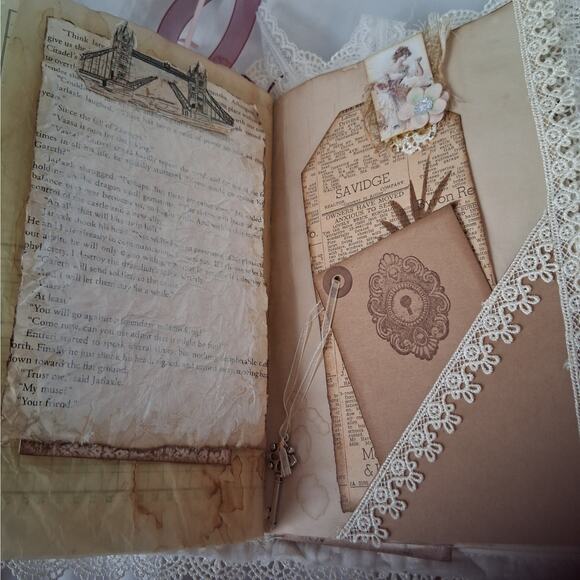 Victorian Junk Journal Scrapbook
w/ Cards, Bookmarks, Die Cuts & Nostalgia - Picture 10 of 16